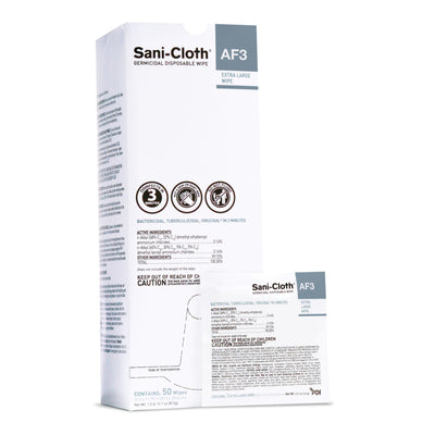 Sani-Cloth® AF3 Surface Disinfectant Cleaner Wipes, X-Large Individual Packet, 1 Box of 50 (Cleaners and Disinfectants) - Img 1