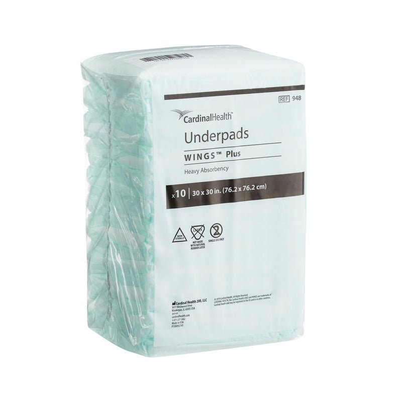 Wings Plus Underpads, Disposable, Heavy Absorbency, Beige, 30 X 30 Inch, 1 Bag of 10 (Underpads) - Img 3