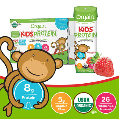 Orgain® Kids® Protein Organic Strawberry Pediatric Oral Supplement, 8.25 oz. Carton, 1 Each () - Img 4