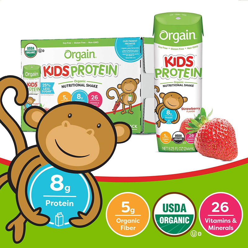 Orgain® Kids® Protein Organic Strawberry Pediatric Oral Supplement, 8.25 oz. Carton, 1 Case of 12 () - Img 4