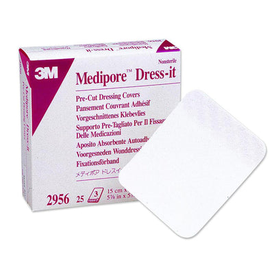 3M™ Medipore Cloth Dressing Retention Tape, 5-7/8 x 5-7/8 Inch, White, 1 Case of 100 (General Wound Care) - Img 1