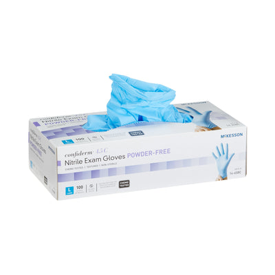 McKesson Confiderm® 4.5C Nitrile Exam Glove, Large, Blue, 1 Box of 100 () - Img 1