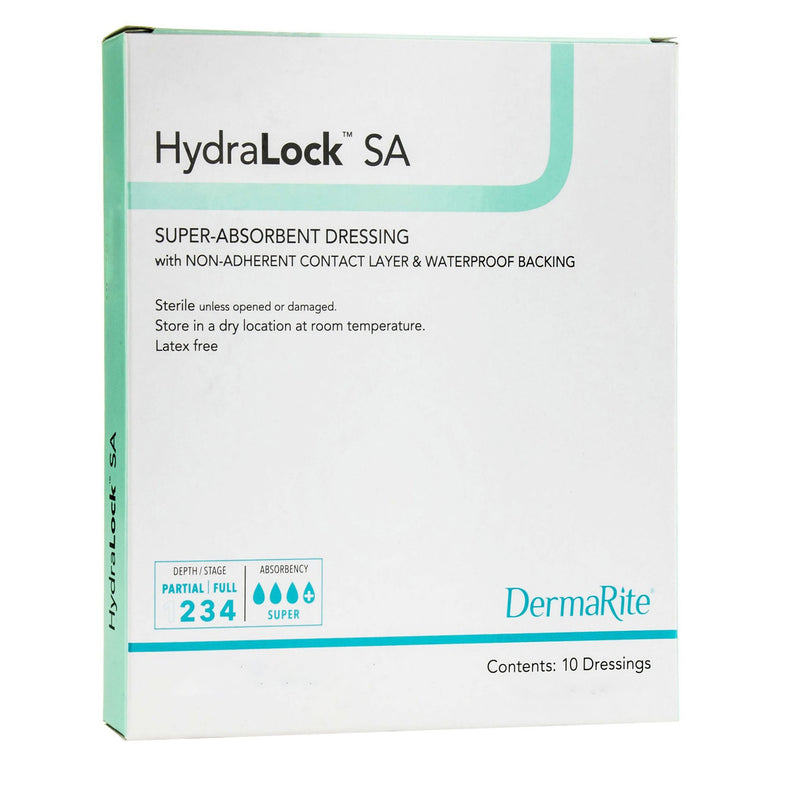 HydraLock™ Super Absorbent Dressing, 3 x 3 Inch, 1 Box of 10 (Advanced Wound Care) - Img 1