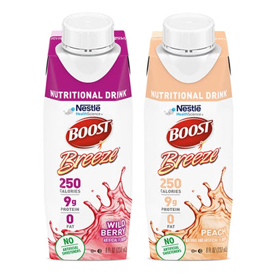 Boost Breeze® Variety Flavor (Peach, Wild Berry) Oral Supplement, 8 oz. Carton, 1 Case of 24 (Nutritionals) - Img 1