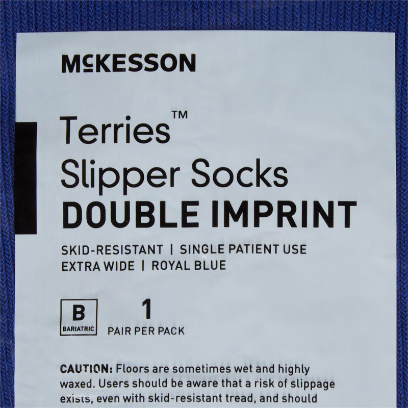 McKesson Terries™ Adult Slipper Socks, Bariatric / X-Wide, Royal Blue, 1 Case of 48 (Slippers and Slipper Socks) - Img 5