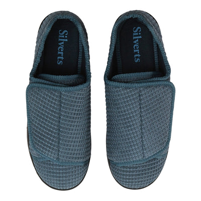 Silverts® Men's Double Extra Wide Slip Resistant Slippers, Steel, Size 9, 1 Pair (Slippers and Slipper Socks) - Img 2