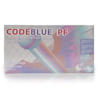 CodeBlue® PF Latex Extended Cuff Length Exam Glove, Large, Blue, 1 Box () - Img 1