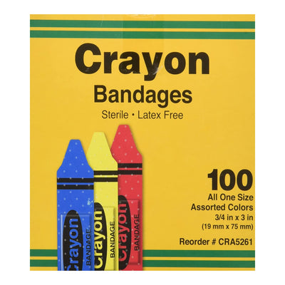 ASO Kid Design (Assorted Crayon) Adhesive Strip, 3/4 x 3 Inch, 1 Case of 1200 (General Wound Care) - Img 1