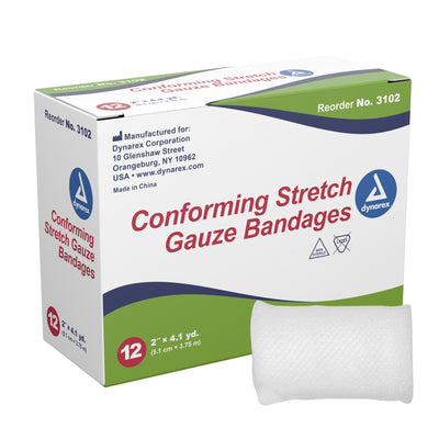 Dynarex® NonSterile Conforming Bandage, 2 Inch x 4-1/10 Yard, 1 Case of 96 (General Wound Care) - Img 1