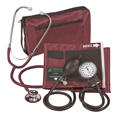 Combo ProKit™ Aneroid Sphygmomanometer Unit with Stethoscope, Burgundy, 1 Each (Blood Pressure) - Img 1