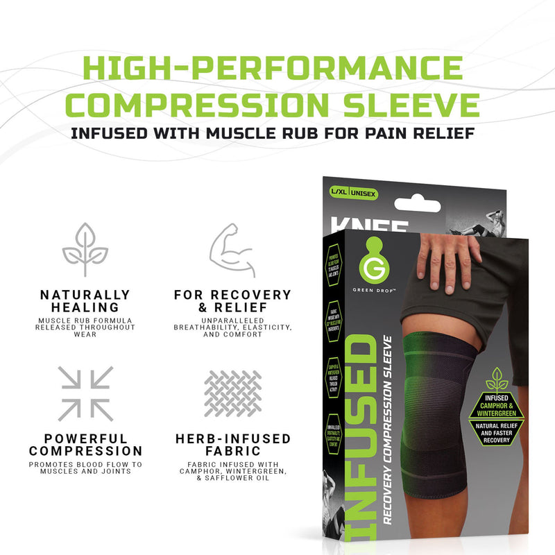 Green Drop Knee Compression Sleeve - Infused Injury Support, L/XL, 1 Each (Immobilizers, Splints and Supports) - Img 7