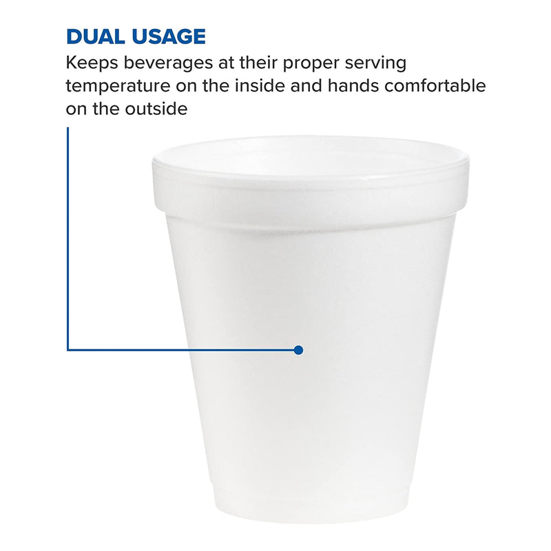 Dart Drinking Cup, White, Styrofoam, Disposable, 6 oz, 1 Case of 1000 (Drinking Utensils) - Img 4