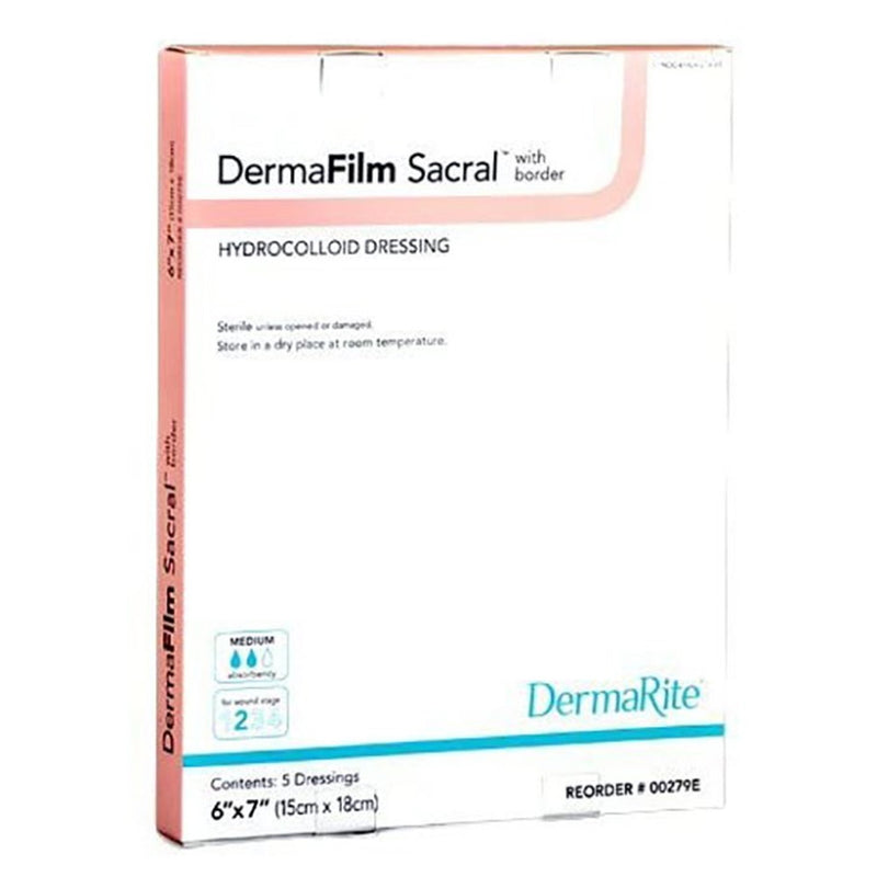 DermaFilm® Hydrocolloid Dressing, 6 x 7 Inch Sacral, 1 Box of 5 (Advanced Wound Care) - Img 1