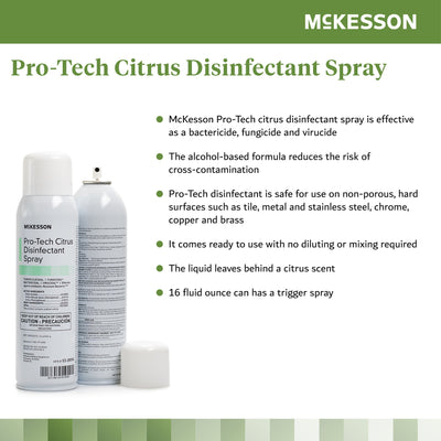 McKesson Pro-Tech Surface Disinfectant Cleaner Alcohol-Based Liquid, Non-Sterile, 16 oz, Can, Citrus Scent, 1 Case of 12 (Cleaners and Disinfectants) - Img 4