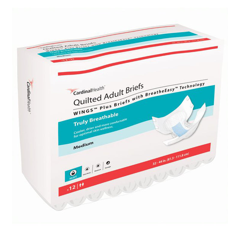 Wings™ Quilted Plus with BreatheEasy™ Technology Incontinence Brief, Medium, 1 Case of 96 () - Img 1