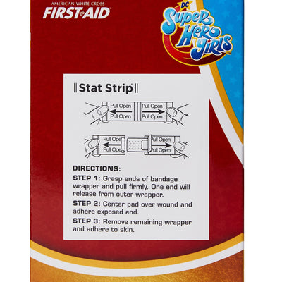 American® White Cross First Aid DC Super Hero Girls Kid Design Adhesive Strip, ¾ x 3 Inch, 1 Box of 100 (General Wound Care) - Img 4