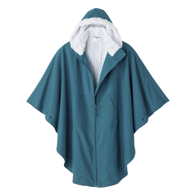 Silverts® Luxurious Fur-Lined Winter Wheelchair Cape, Carribean Blue, 1 Each (Capes and Ponchos) - Img 3