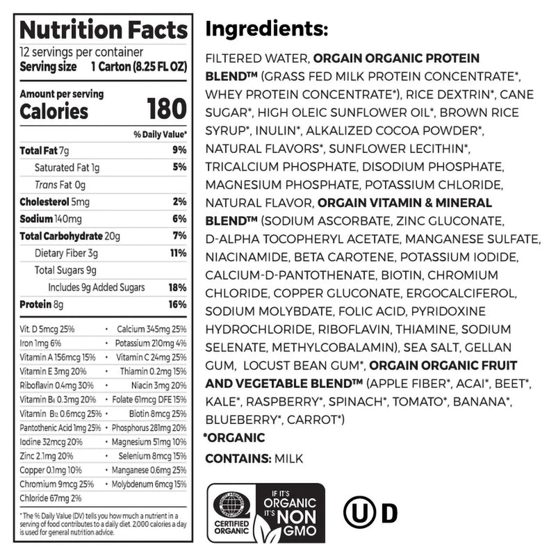 Orgain® Kids® Protein Organic Nutritional Shake Chocolate Pediatric Oral Supplement, 8.25 oz. Carton, 1 Each () - Img 2