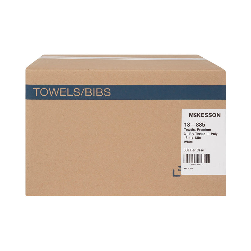 McKesson Procedure Towel, Disposable, White, Polybacking, 13 x 18 Inch, 1 Case of 500 (Procedure Towels) - Img 5