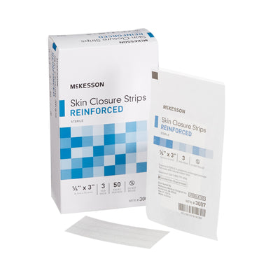 McKesson Skin Closure Strip, ¼ X 3 Inch, 1 Box of 50 (Skin Closure Strips) - Img 1