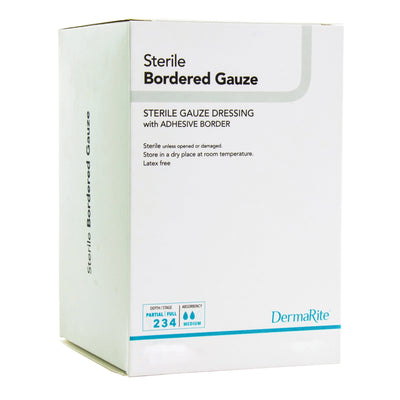 DermaRite® Sterile Gauze Adhesive Dressing, 4 x 10 Inch, 1 Box of 25 () - Img 1