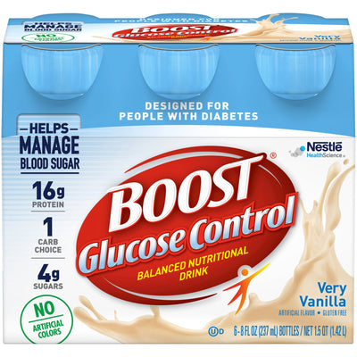 Boost® Glucose Control Vanilla Oral Supplement, 8-ounce Bottle, 1 Pack of 6 (Nutritionals) - Img 1