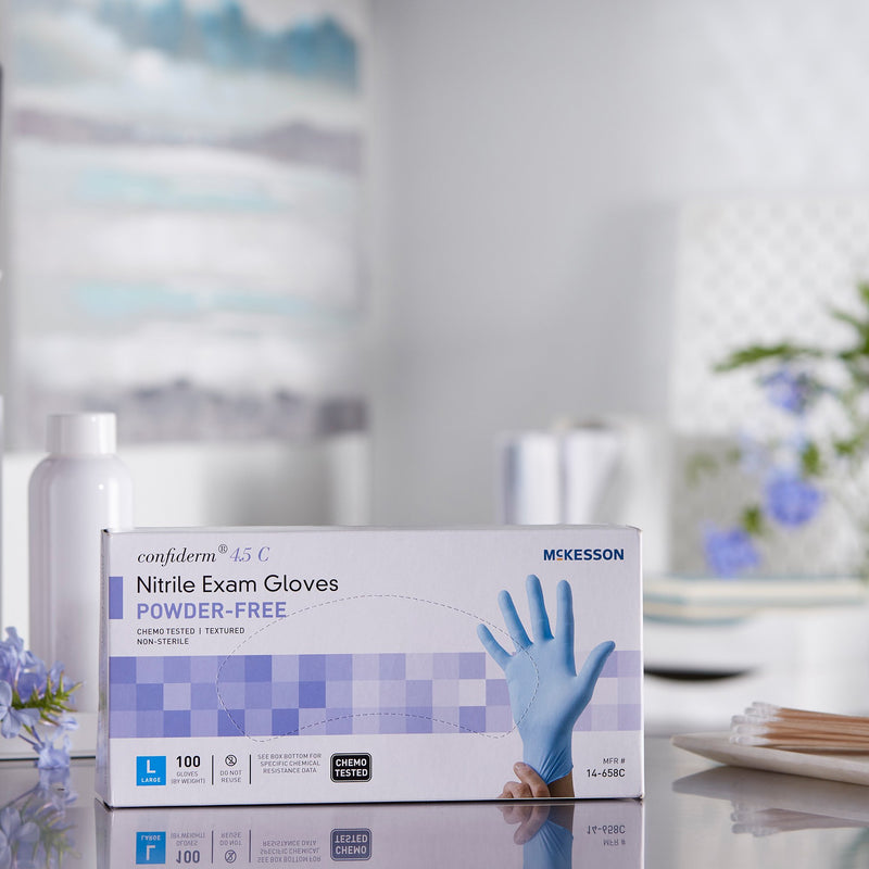 McKesson Confiderm® 4.5C Nitrile Exam Glove, Large, Blue, 1 Box of 100 () - Img 10