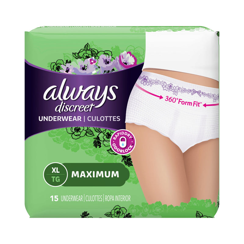 Always® Discreet Maximum Absorbent Underwear, Extra Large, 1 Pack of 15 () - Img 6