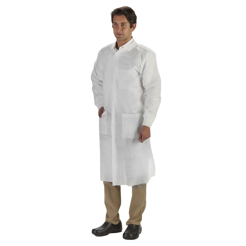 COAT, LAB LABMATES 3PCKT KNIT COLLAR CUFFS WHT 4XLG (10/BG) (Coats and Jackets) - Img 1