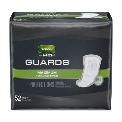 Depend Guards Incontinence Pads, Disposable, Maximum Absorbency, 12" Length, 1 Bag of 52 () - Img 1