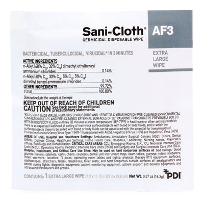 Sani-Cloth® AF3 Surface Disinfectant Cleaner Wipes, X-Large Individual Packet, 1 Box of 50 (Cleaners and Disinfectants) - Img 2