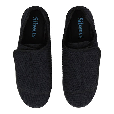 Silverts® Men's Double Extra Wide Slip Resistant Slippers, Black, Size 10, 1 Pair (Slippers and Slipper Socks) - Img 2