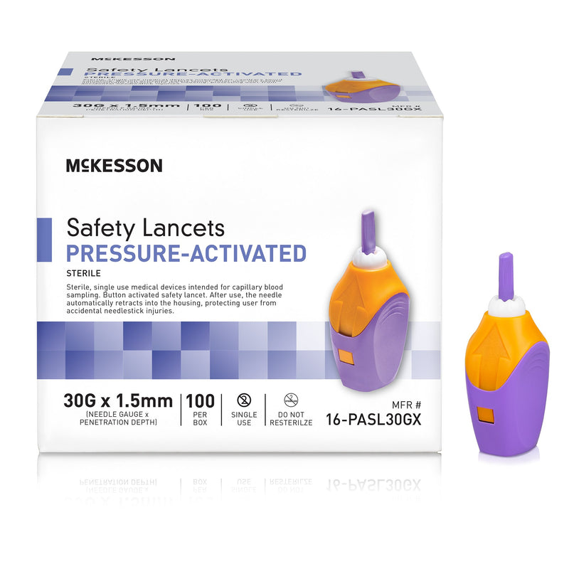 McKesson Pressure Activated Safety Lancets, 30 Gauge, Purple, 1 Case of 2000 (Diabetes Monitoring) - Img 2