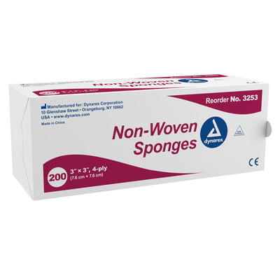 dynarex NonSterile Nonwoven Sponge, 3 x 3 Inch, 1 Case of 4000 (General Wound Care) - Img 1