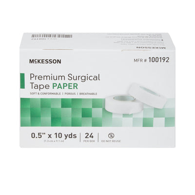 McKesson Paper Medical Tape, 1/2 Inch x 10 Yard, White, 1 Case of 240