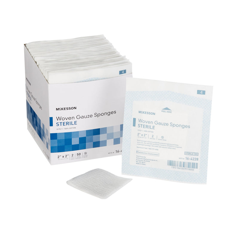 McKesson Sterile Gauze Sponge, 2 x 2 Inch, 1 Box of 50 (General Wound Care) - Img 1