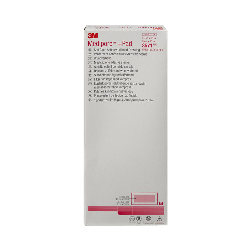 3M™ Medipore™ + Pad Soft Cloth Adhesive Dressing, 3½ x 10 Inch, 1 Each (General Wound Care) - Img 4