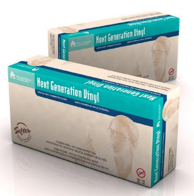 Next Generation Vinyl Stretch Vinyl Standard Cuff Length Exam Glove, Medium, Ivory, 1 Box of 100 () - Img 1