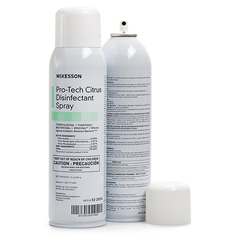 McKesson Pro-Tech Surface Disinfectant Cleaner Alcohol-Based Liquid, Non-Sterile, 16 oz, Can, Citrus Scent, 1 Case of 12 (Cleaners and Disinfectants) - Img 1