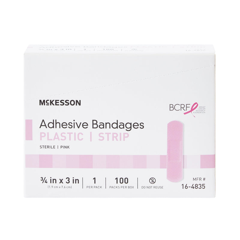 McKesson Pink Adhesive Strip, 3/4 x 3 Inch, 1 Box of 100 (General Wound Care) - Img 2