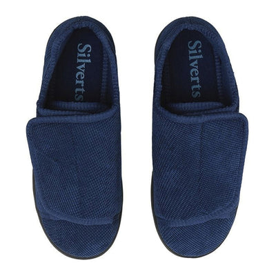 Silverts® Women's Double Extra Wide Easy Closure Slippers, Navy Blue, Size 9, 1 Pair (Slippers and Slipper Socks) - Img 2