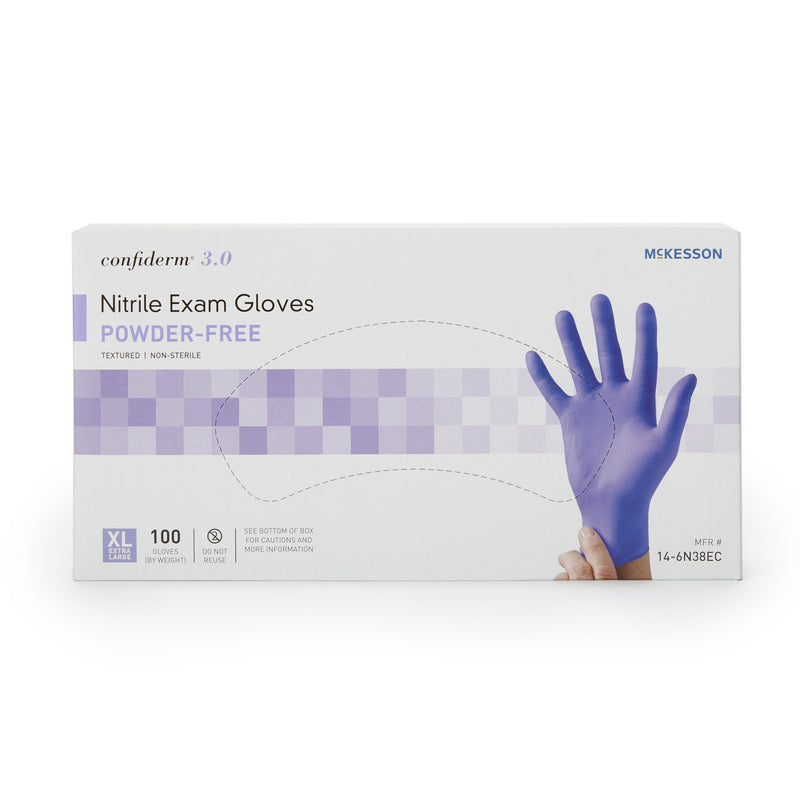 McKesson Confiderm® 3.0 Nitrile Exam Glove, Extra Large, Blue, 1 Box of 100 () - Img 3