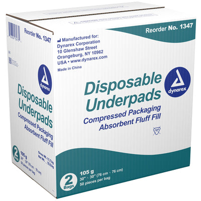 Dynarex® Absorbent Fluff Fill Underpad, 30 x 30 Inch, 1 Pack of 50 (Underpads) - Img 2