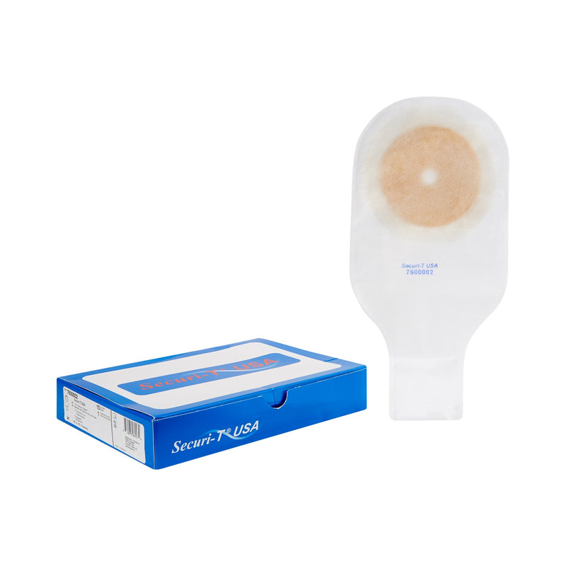 Securi-T™ One-Piece Drainable Transparent Ostomy Pouch, 12 Inch Length, 1/2 to 2½ Inch Stoma, 1 Box of 10 (Ostomy Pouches) - Img 1