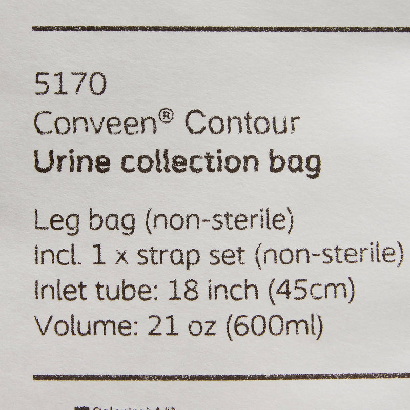 Conveen® Security+ Urinary Leg Bag, 600 mL, Rubber, 1 Box of 10 (Bags and Meter Bags) - Img 4