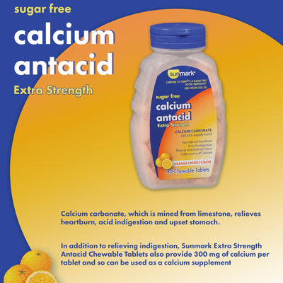 sunmark® Calcium Carbonate / Calcium Antacid, 1 Bottle (Over the Counter) - Img 2