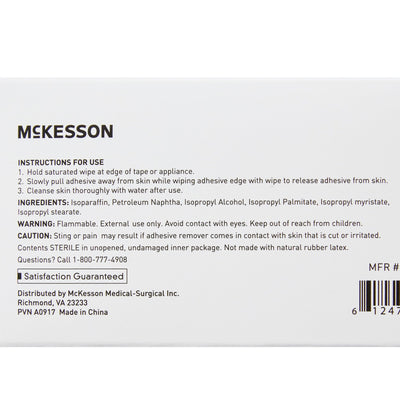 McKesson Adhesive Remover, 2-2/5 x 2-2/5 Inch Wipe, 1 Box of 50 (General Wound Care) - Img 5
