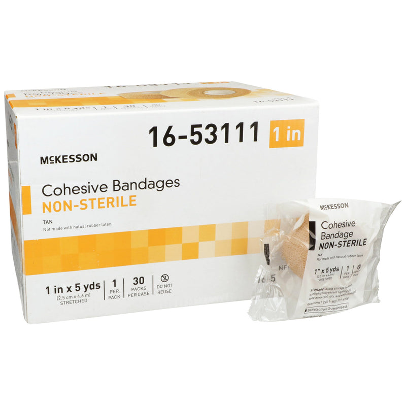 McKesson Self-adherent Closure Cohesive Bandage, 1 Inch x 5 Yard, 1 Case of 30 (General Wound Care) - Img 1