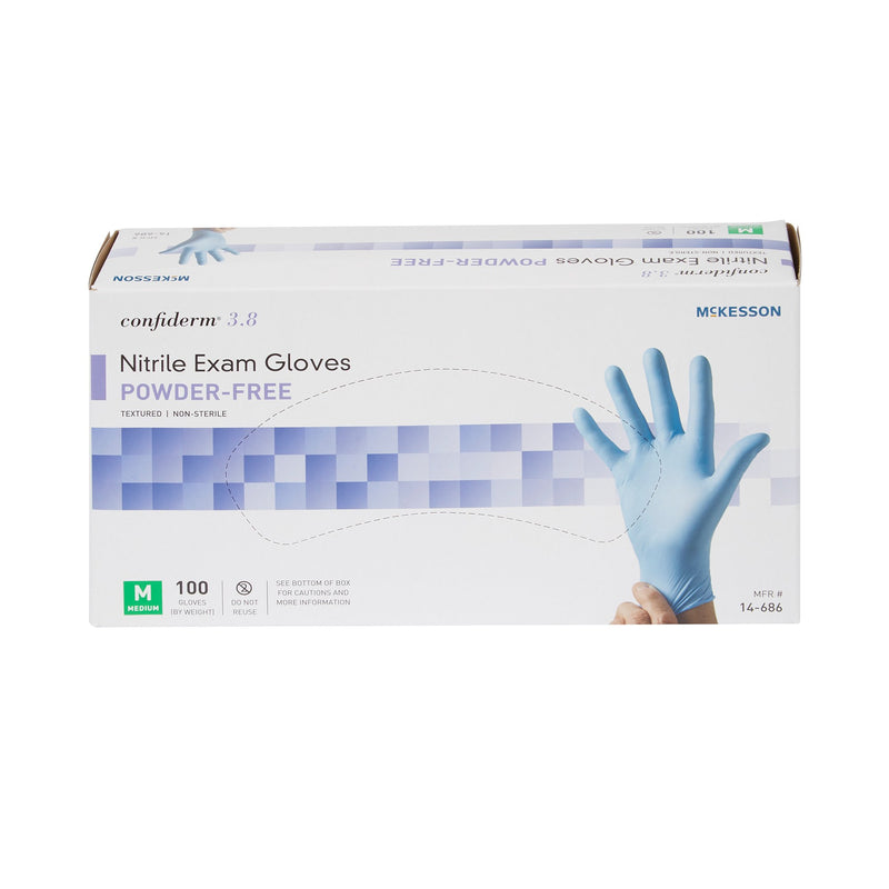 McKesson Confiderm® 3.8 Nitrile Exam Glove, Medium, Blue, 1 Box of 100 () - Img 5