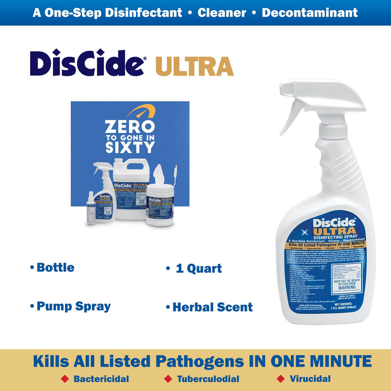 DisCide® Ultra Quaternary Based Surface Disinfectant Cleaner 1 qt., 1 Each (Cleaners and Disinfectants) - Img 3